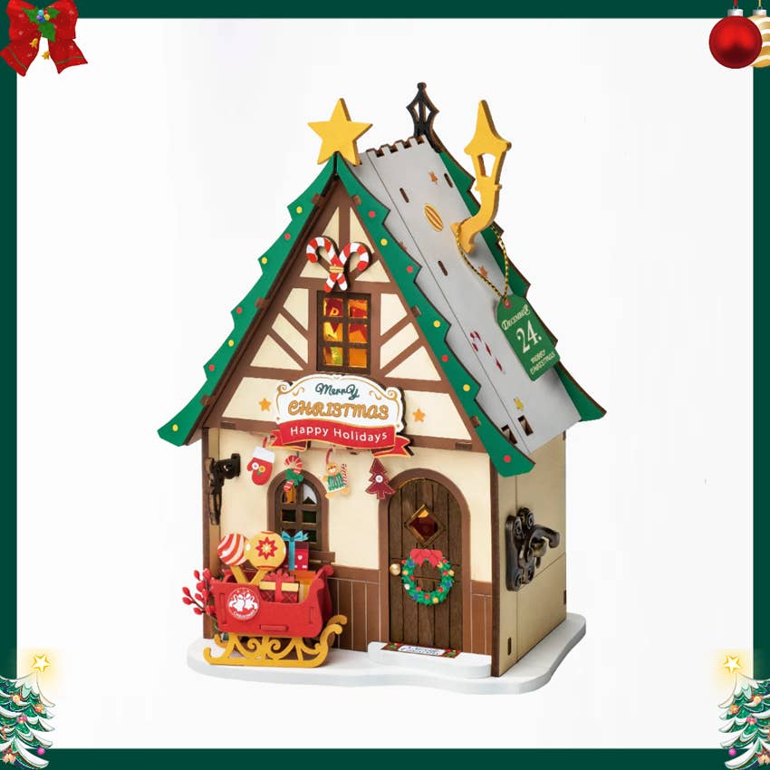 Twinkling Christmas House House Wooden