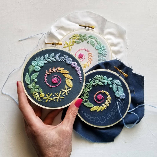 Navy Spiral Beginner Embroidery Kit