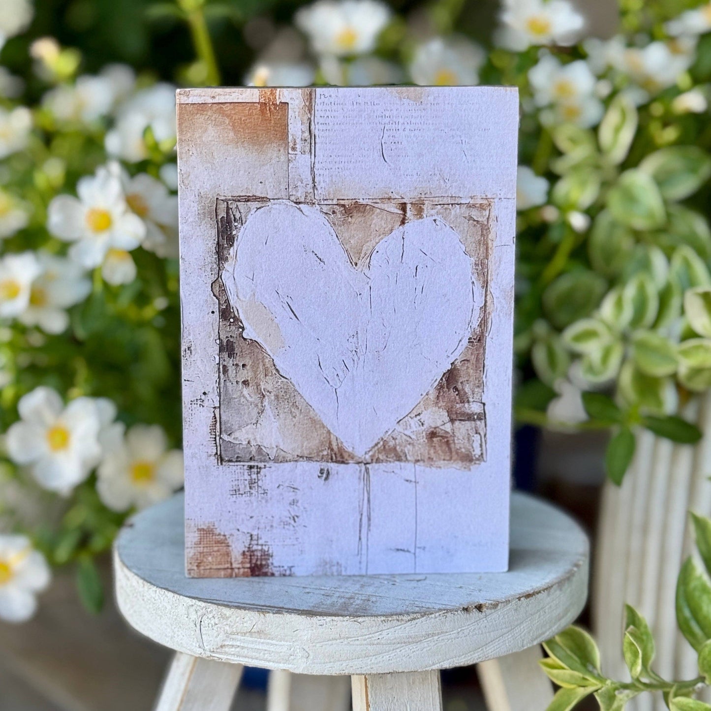 Rustic White Heart Block