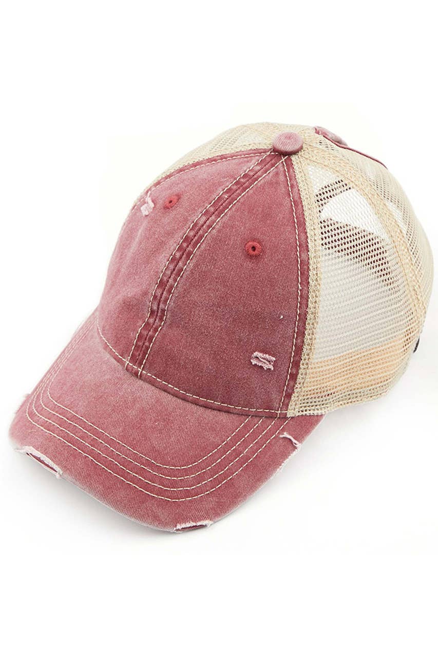 C.C Olive Mesh Back Ponytail Baseball Cap