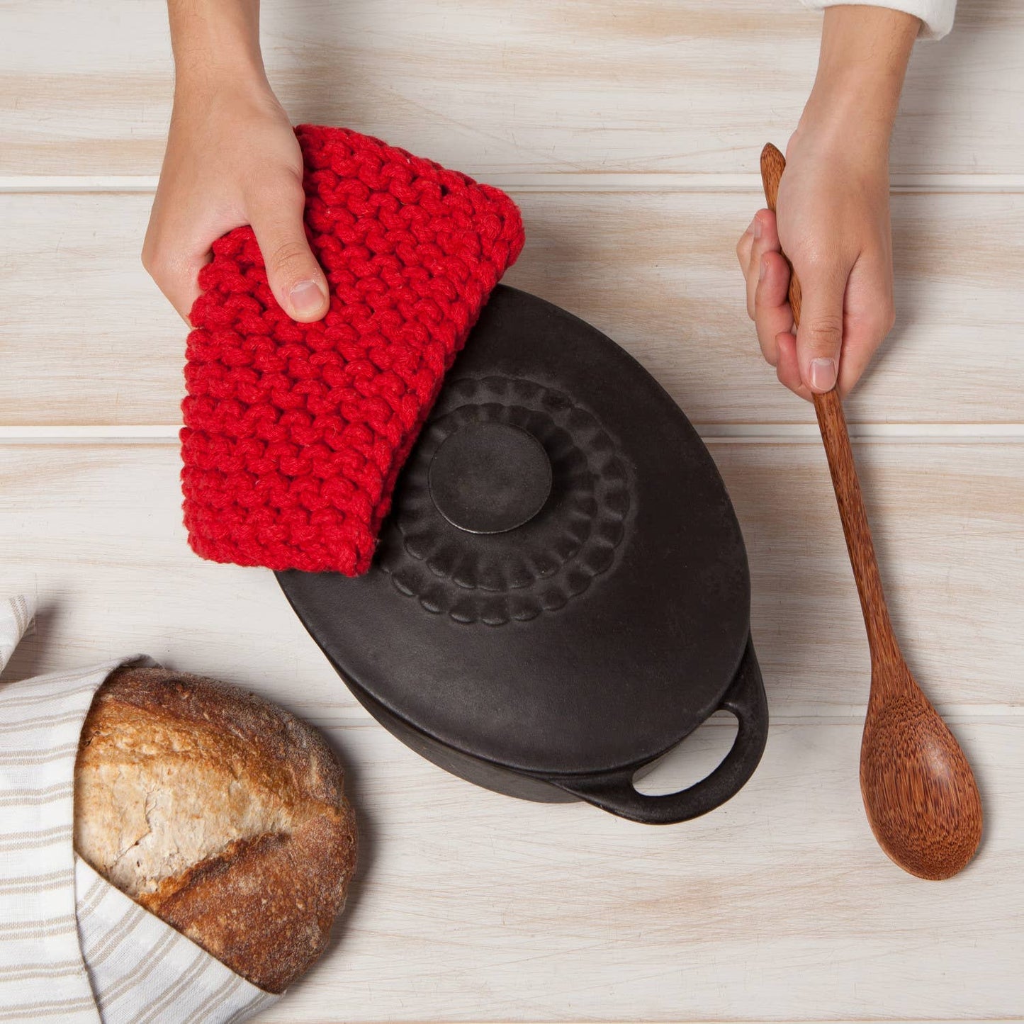 Chili Red Knit Potholder