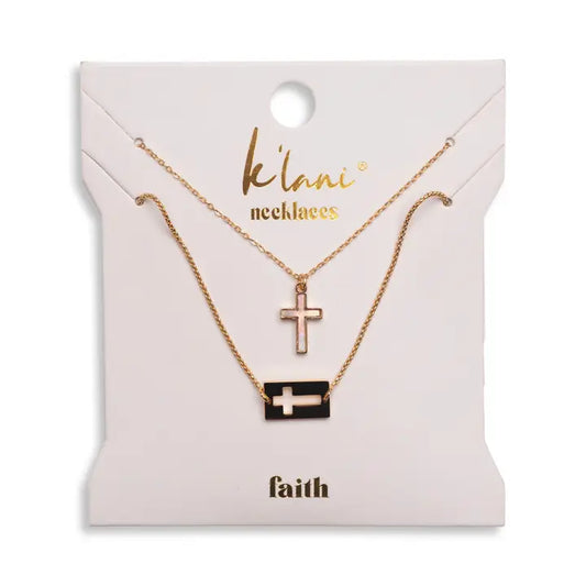 Faith Gold with Mother of Pearl Necklace Set