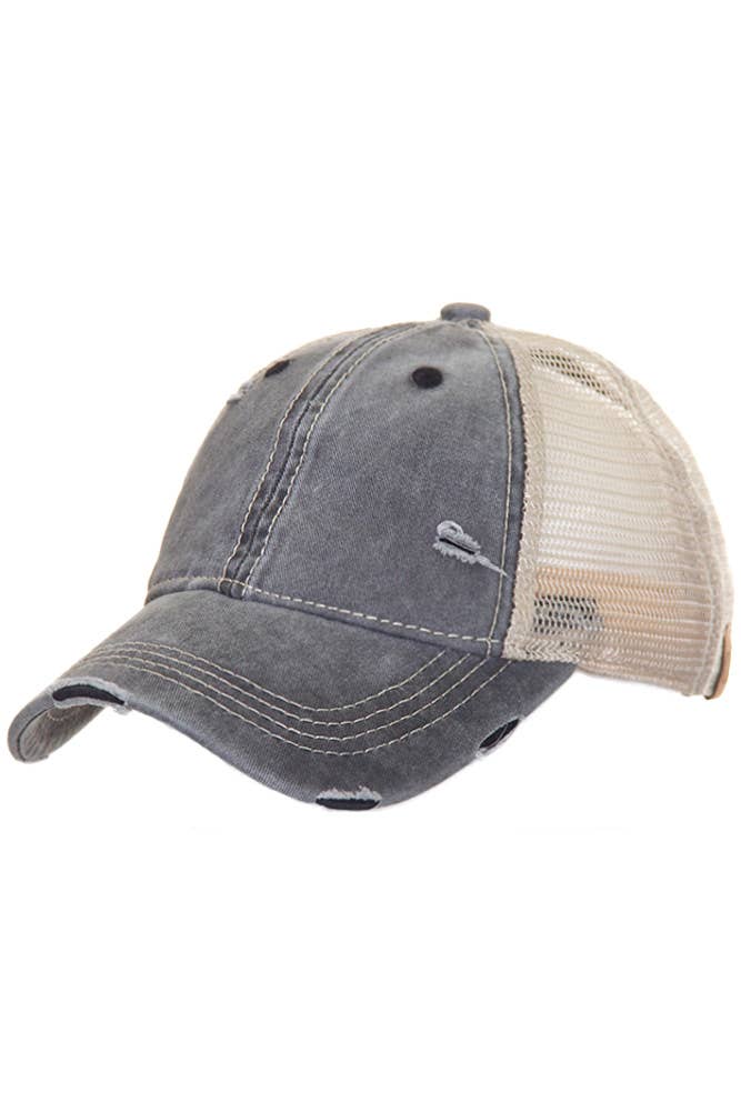 C.C Red Mesh Back Ponytail Baseball Cap