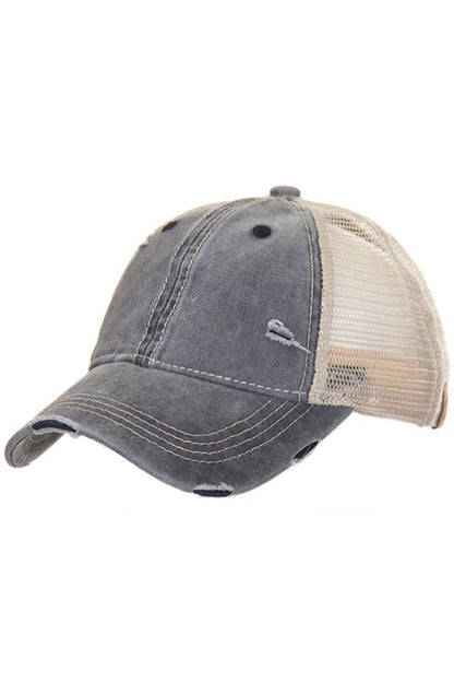 C.C Red Mesh Back Ponytail Baseball Cap