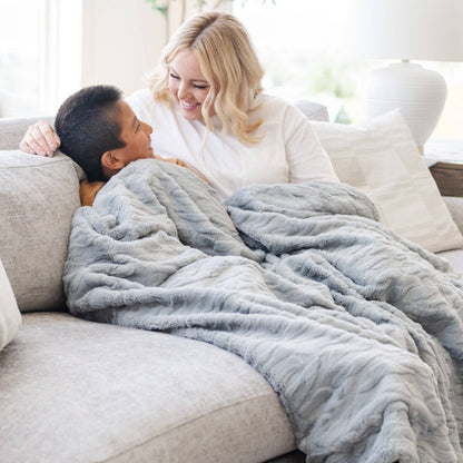 Buff Patterned XL Faux Fur Throw Blanket
