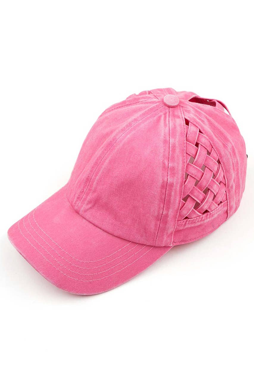 C.C Mint Basket Weave Criss-Cross Ponytail Baseball Cap