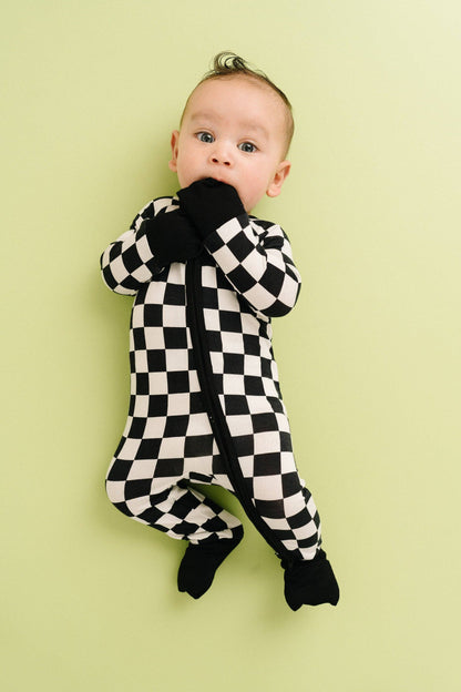 Black Checkered Bamboo Sleeper: Newborn