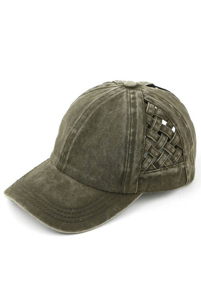 C.C Berry Basket Weave Criss-Cross Ponytail Baseball Cap