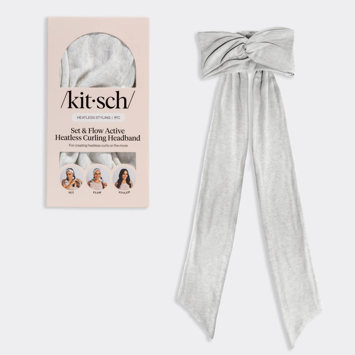Heather Grey Set & Flow Heatless Curling Headband
