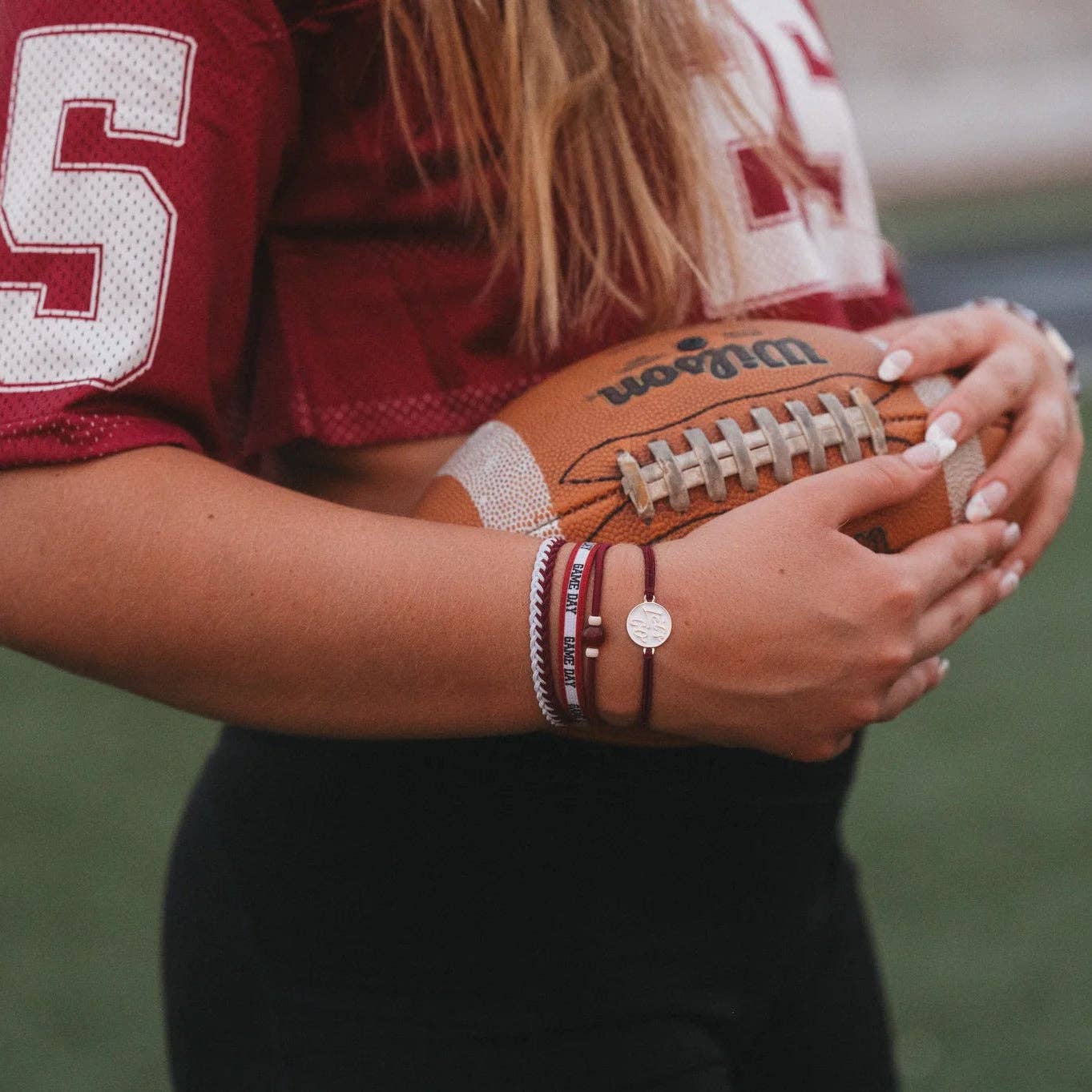 Maroon & Gray Game Day Hair Tie Bracelets