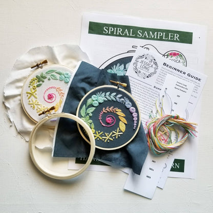 Navy Spiral Beginner Embroidery Kit