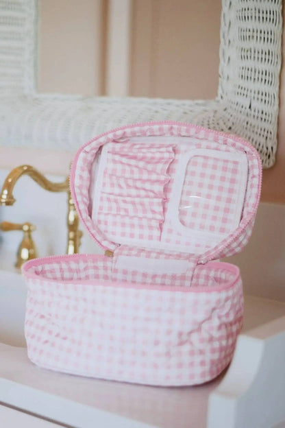 Light Pink Plaid Makeup Bag