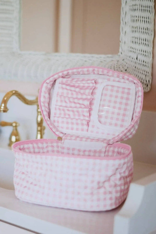 Light Pink Plaid Makeup Bag