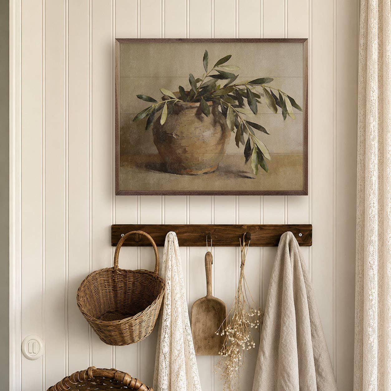 Olive Branches In An Earthen Vase