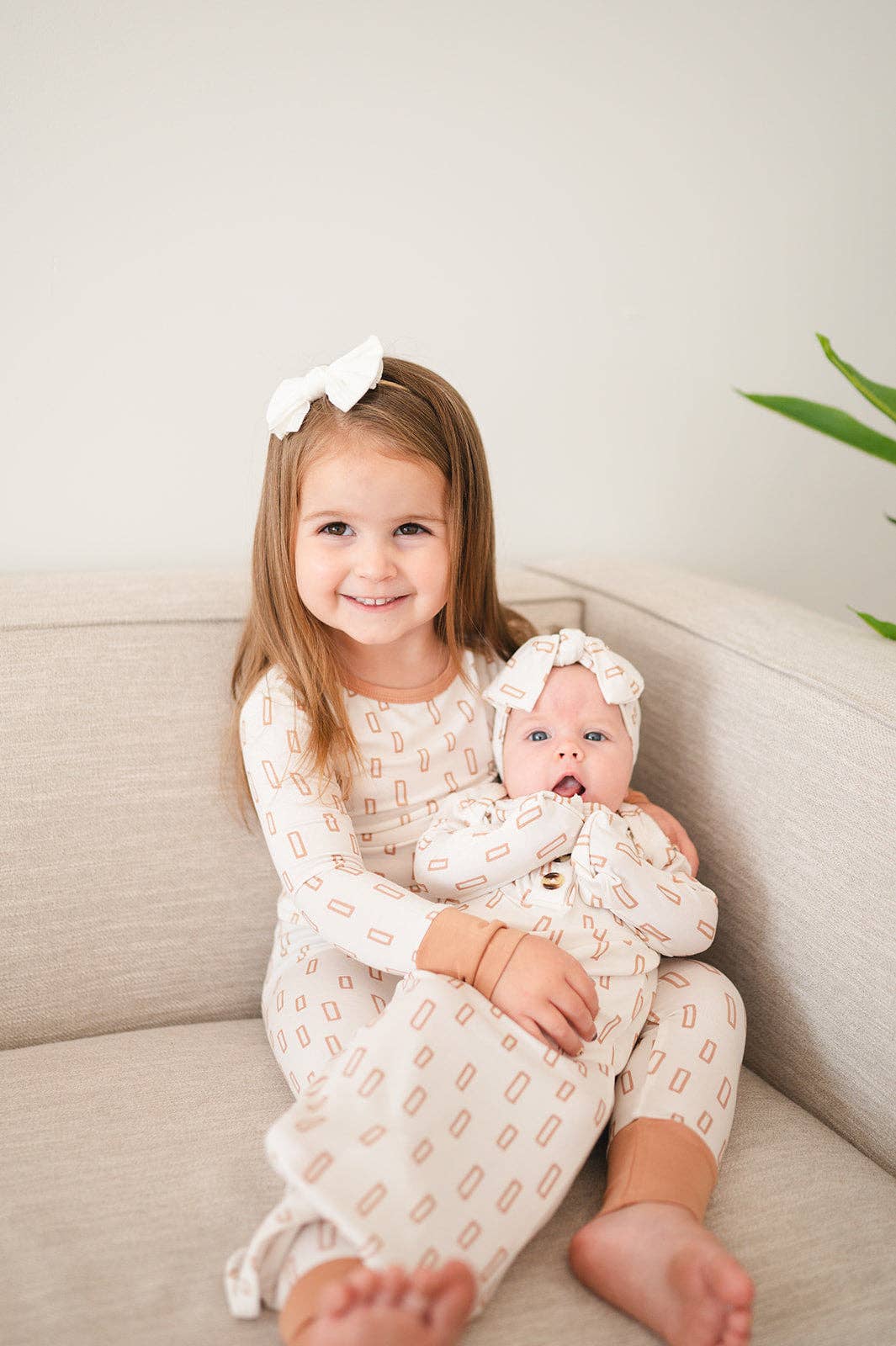 Neutral Rectangle Knotted Baby Gown