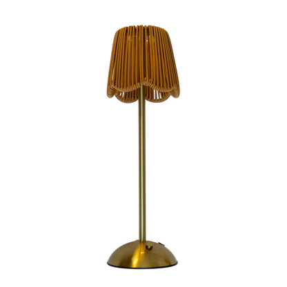 Scalloped Natural Rattan LED USB Lamp