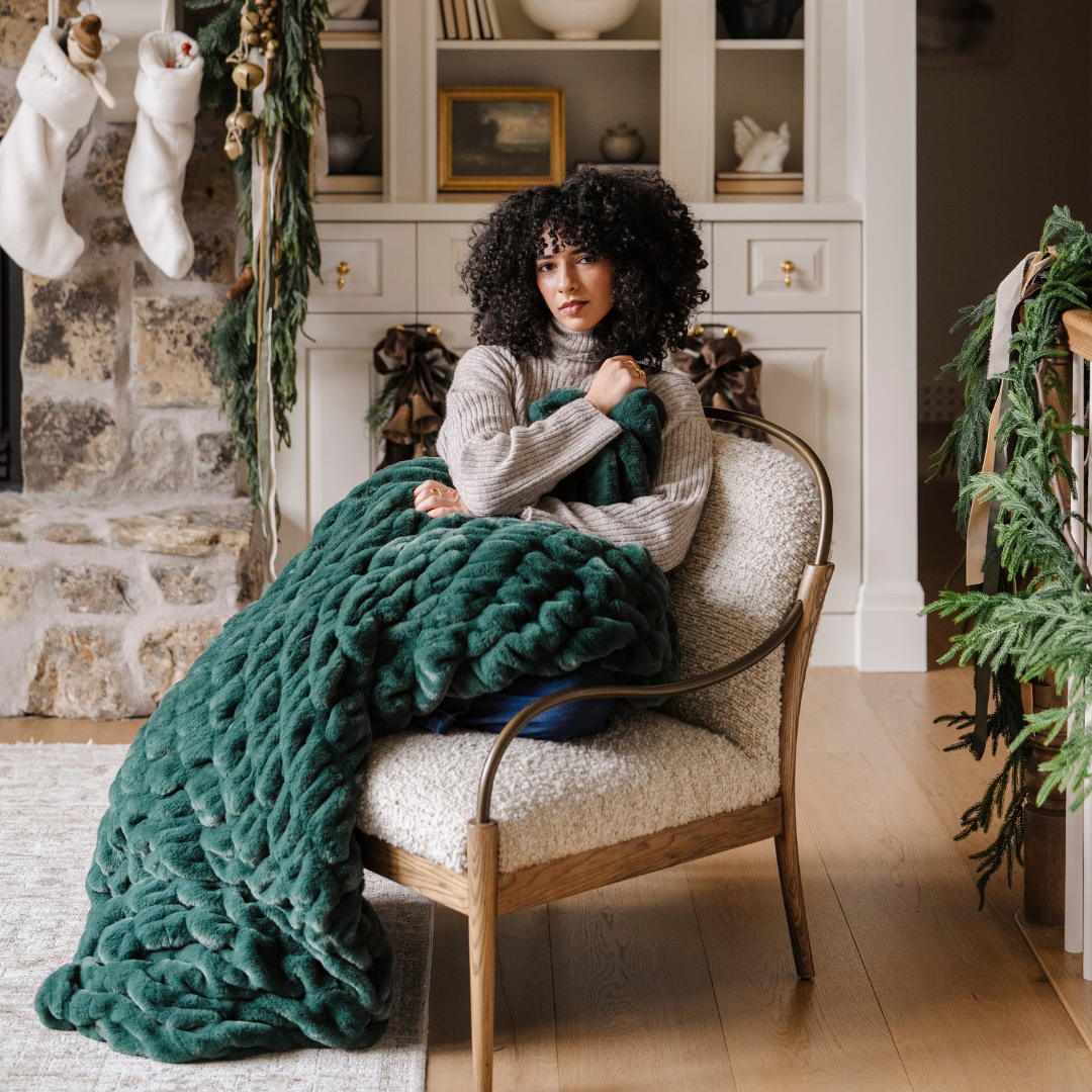 Forest Holiday Printed Faux Fur XL Throw Blanket