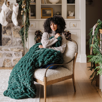 Forest Holiday Printed Faux Fur XL Throw Blanket