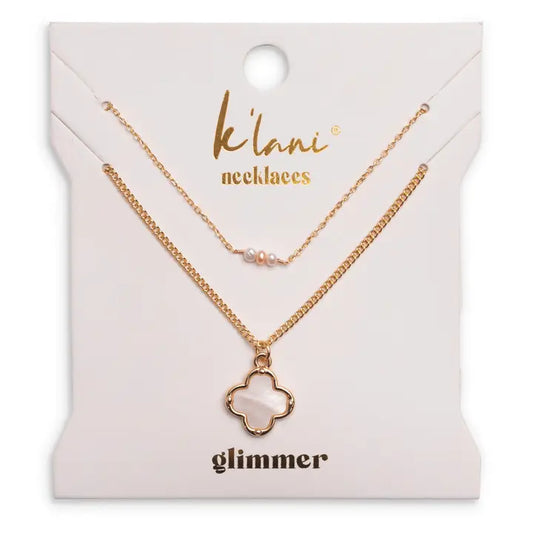 Glimmer Gold with Pearl Necklace Set