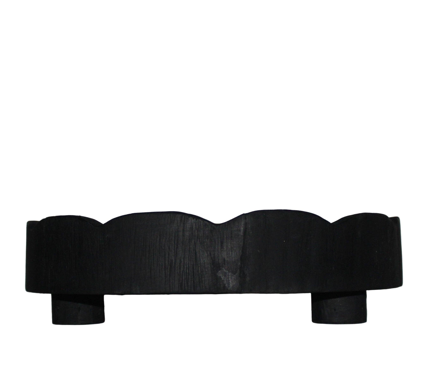 Black Wood Scallop Tray w/Legs