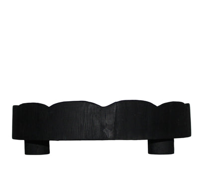 Black Wood Scallop Tray w/Legs
