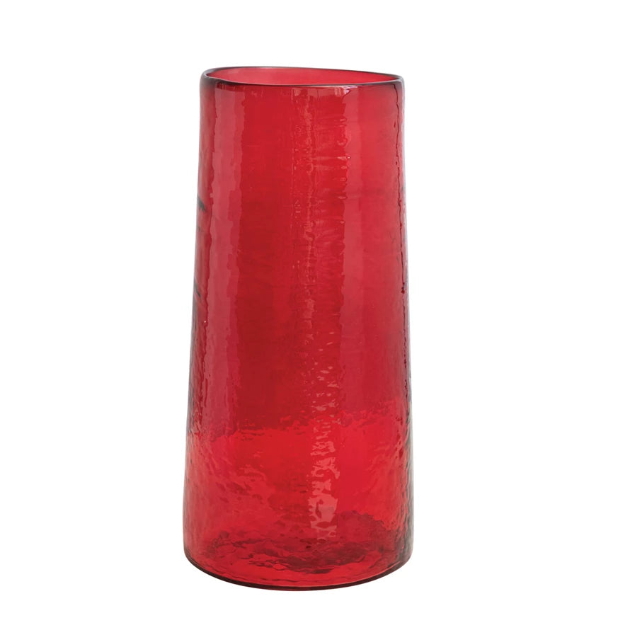 Red Glass Hurricane Vase