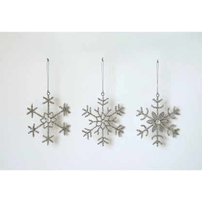 Glass Bead & Jewel Snowflake Ornament