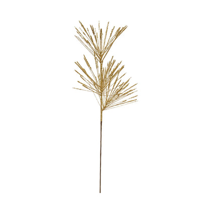 Gold Long Needle Pine Spray w/ Glitter