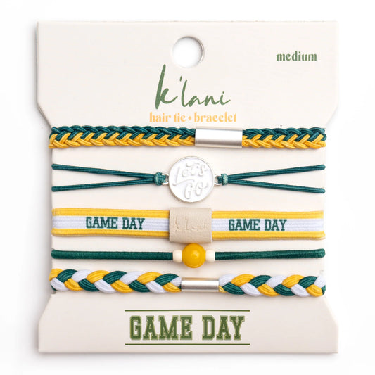 Green Game Day Hair Tie Bracelets