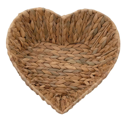 Large Hand-Woven Water Hyacinth Heart Shaped Basket
