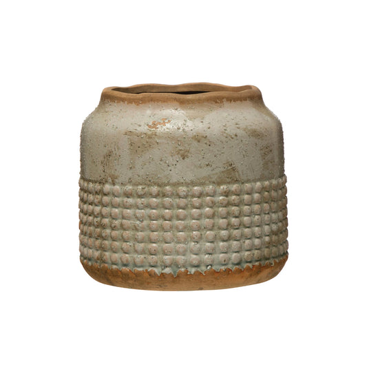 Light Blue Terra-cotta Hobnail Planter Vase