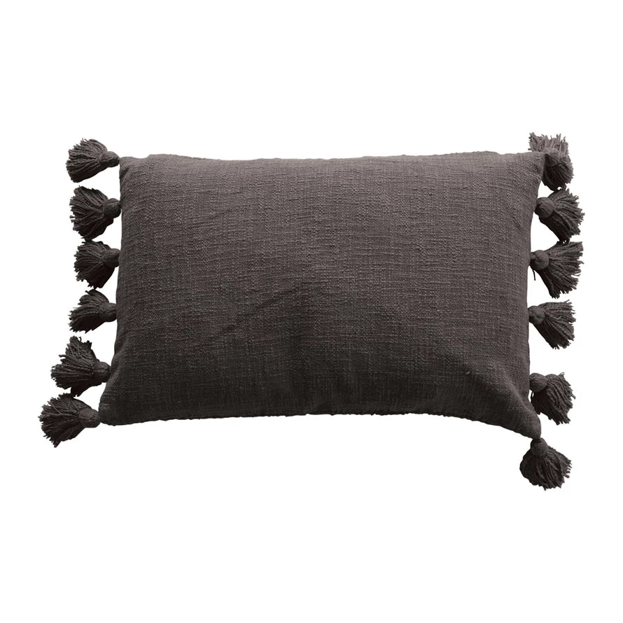 Cotton Slub Lumbar Pillow w/ Tassels