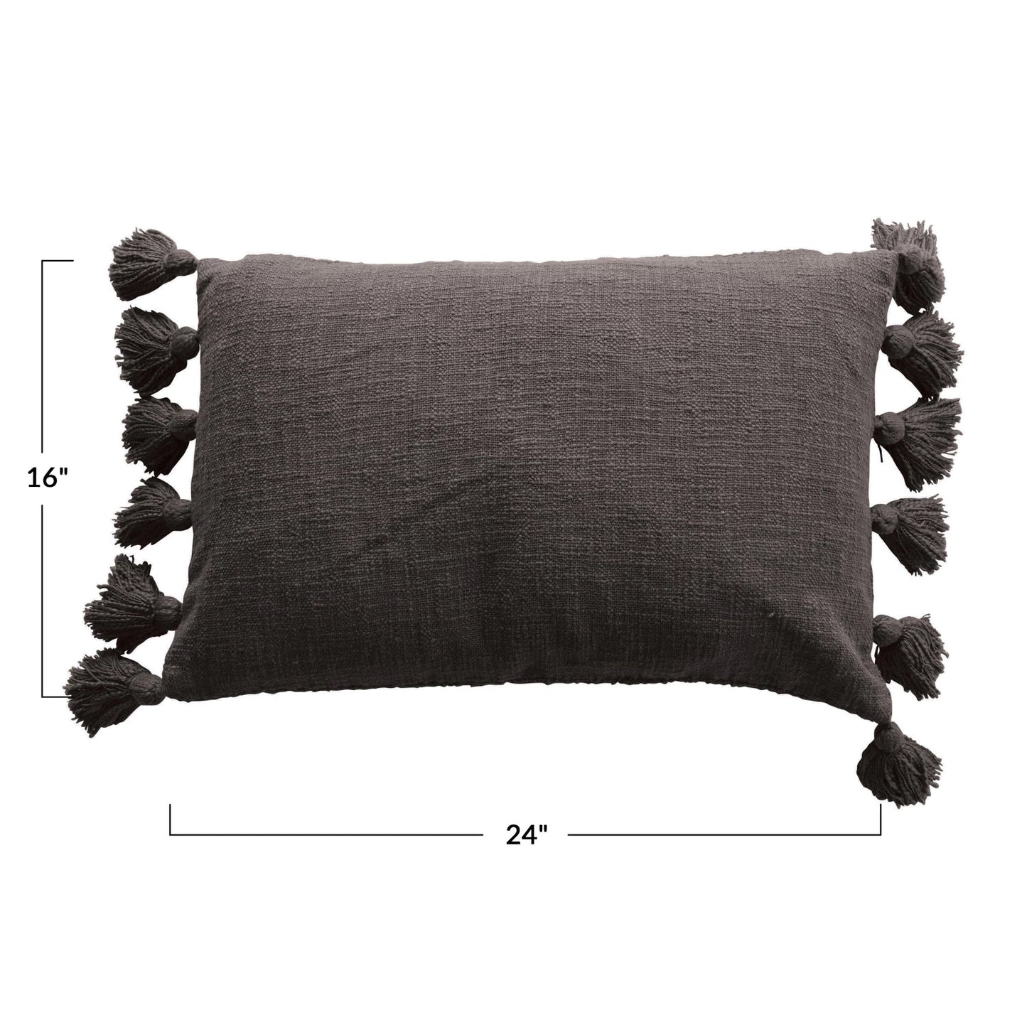 Cotton Slub Lumbar Pillow w/ Tassels