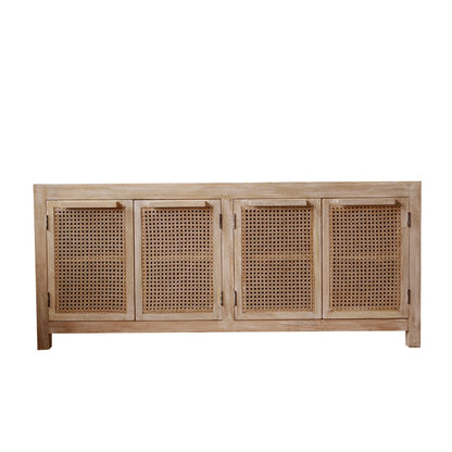 Mango Wood & Cane Sideboard with Shelf