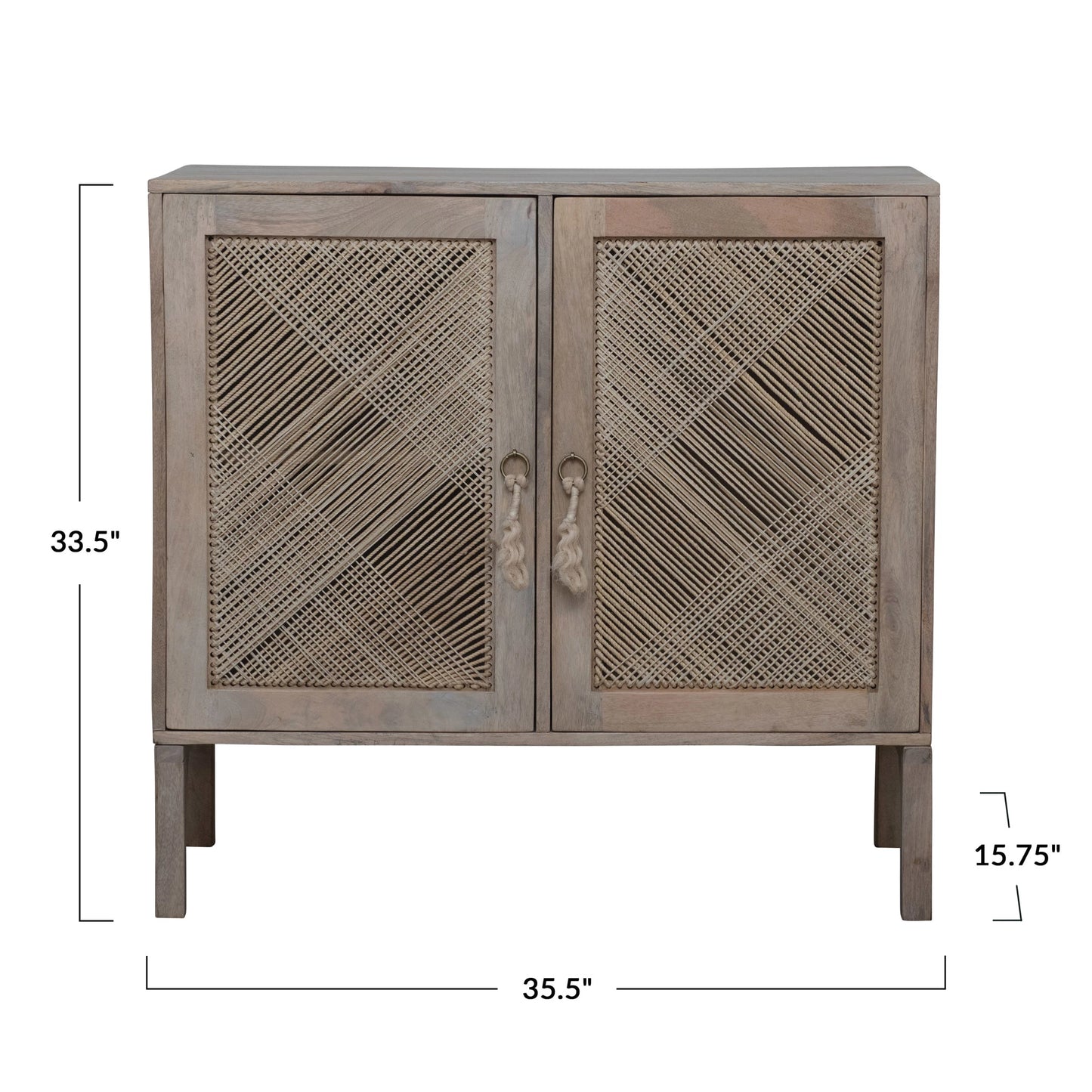 Mango Wood Console with Woven Rope Doors