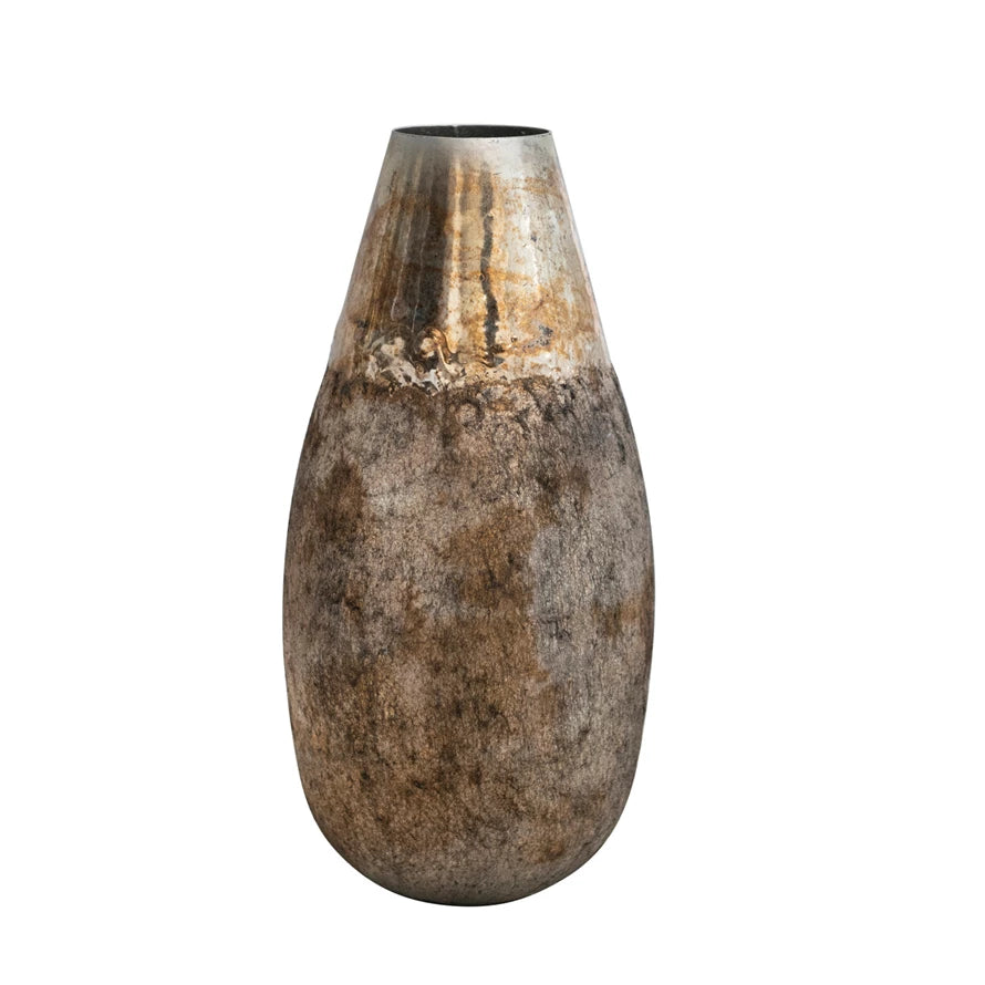 Oxidized Pewter Decorative Metal Vase