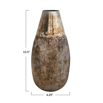Oxidized Pewter Decorative Metal Vase