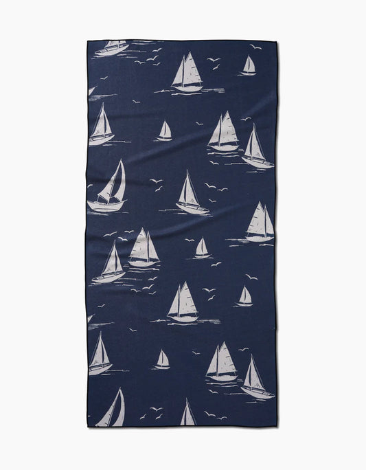 Navy Race Day Beach Towel