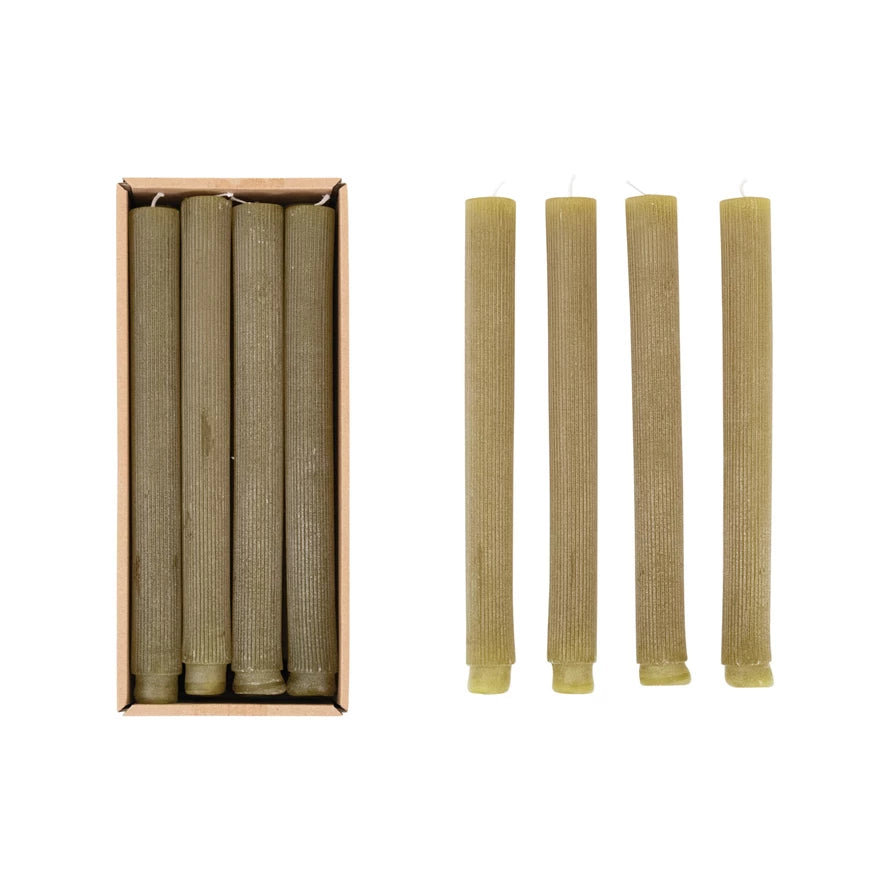 Olive Pleated Pillar Candles