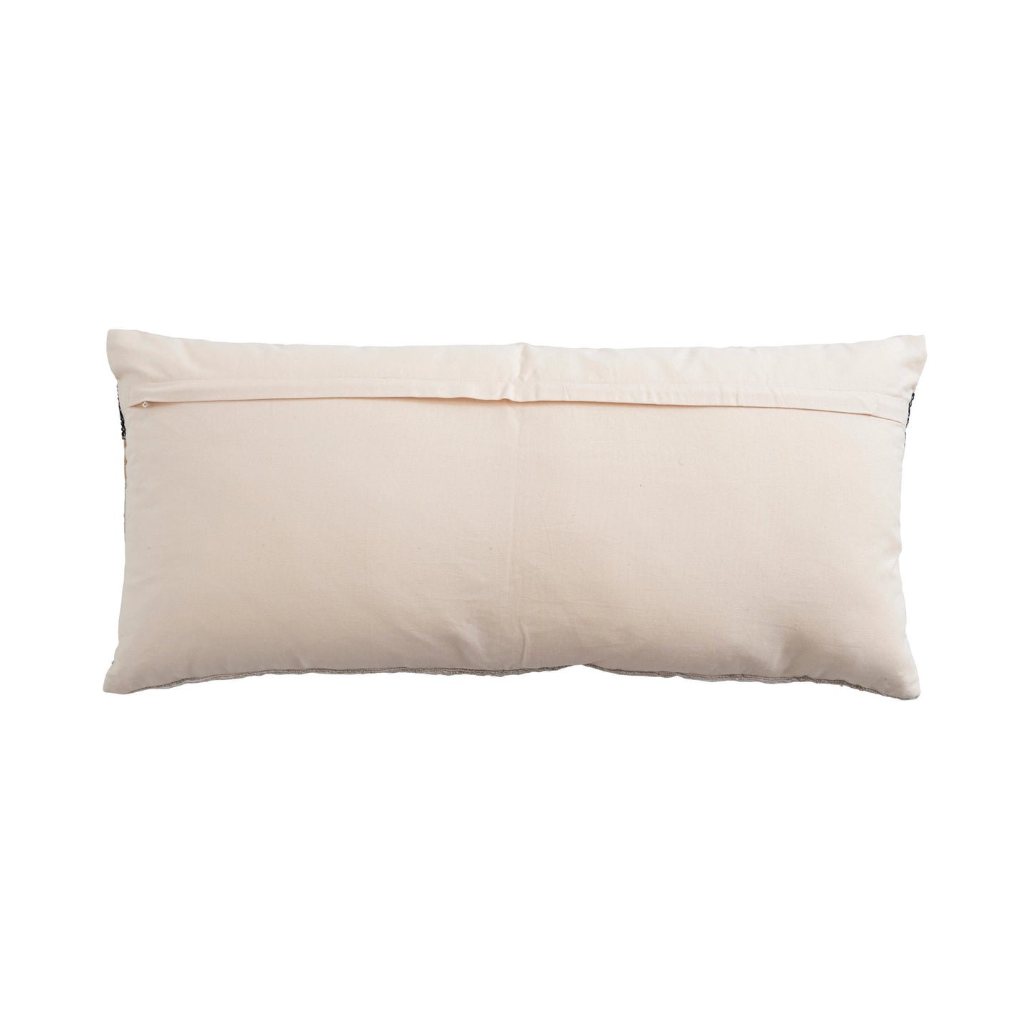 Woven Wool Blend Lumbar Pillow with Gold Metallic Thread & Stripes