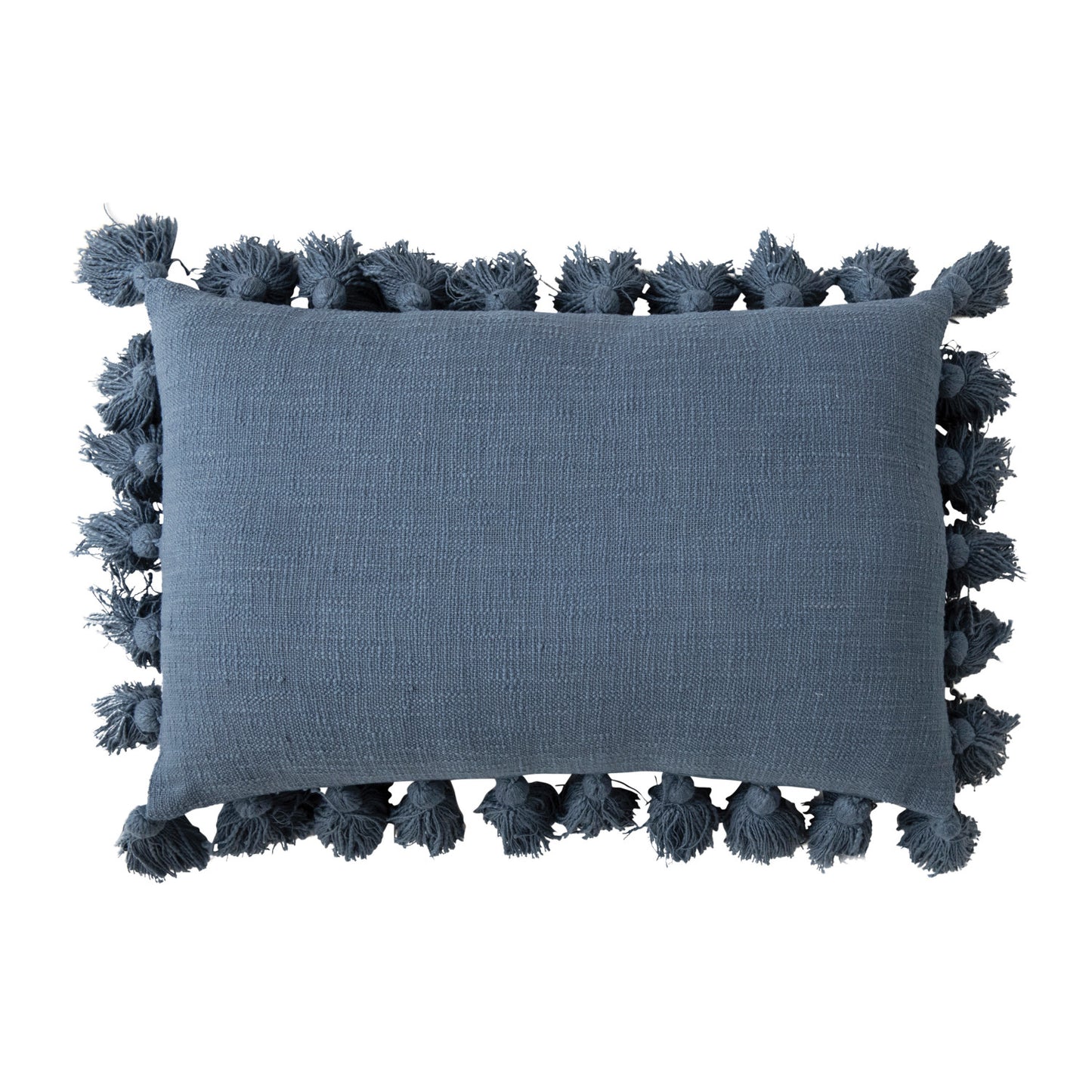 Woven Cotton Slub Lumbar Pillow w/ Tassels