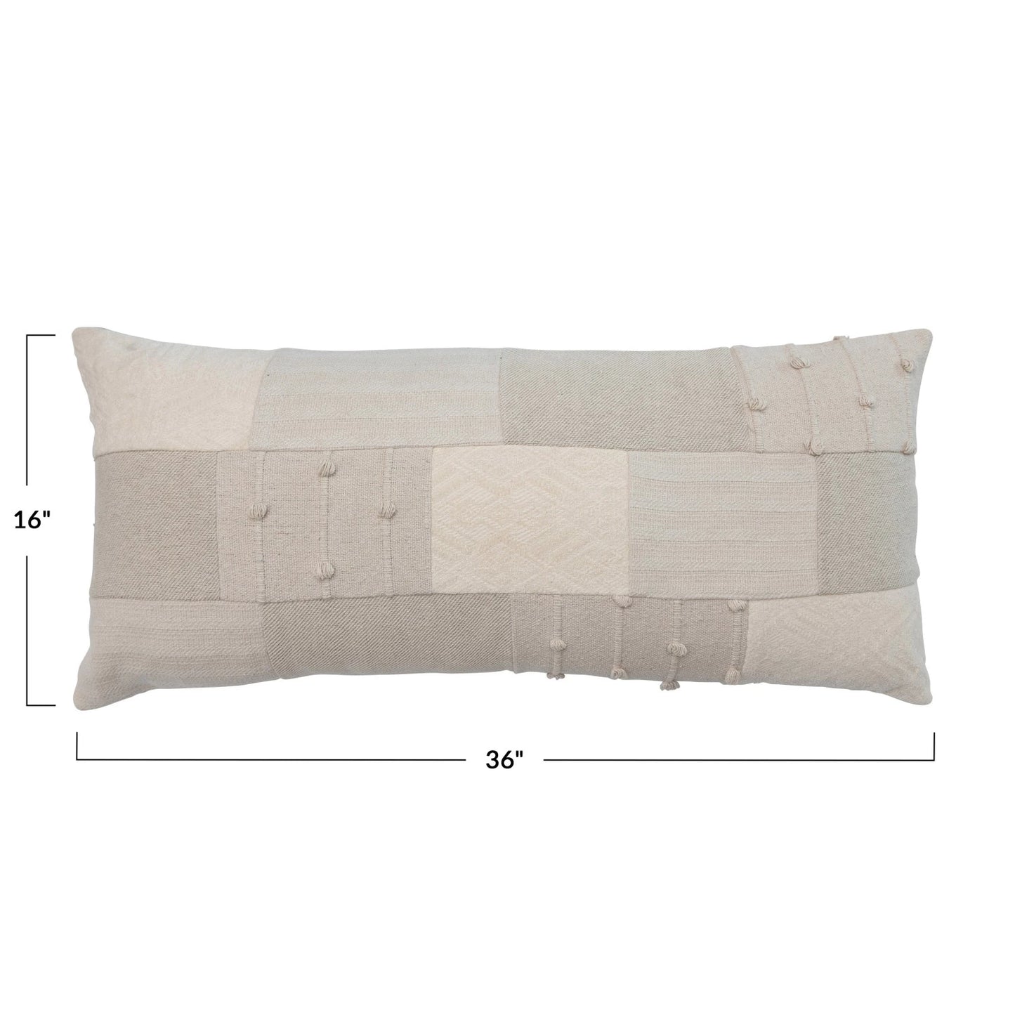 Cotton Patchwork Lumbar Pillow w/ Chambray Back