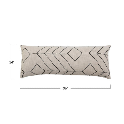 Cotton Embroidered Lumbar Pillow