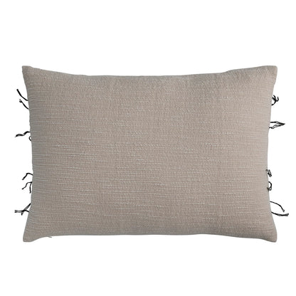 Hand-Embroidered Cotton Lumbar Pillow