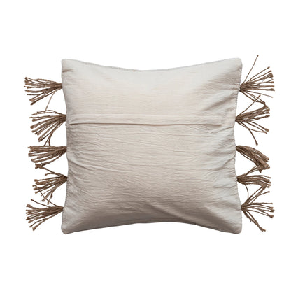 Woven Jute & Cotton Dhurrie Pillow with Tassles