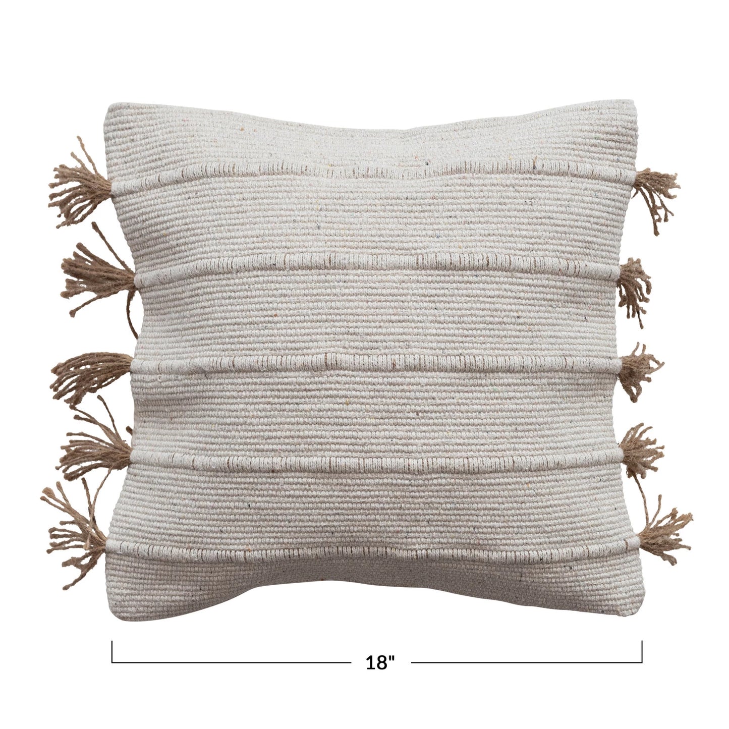 Woven Jute & Cotton Dhurrie Pillow with Tassles