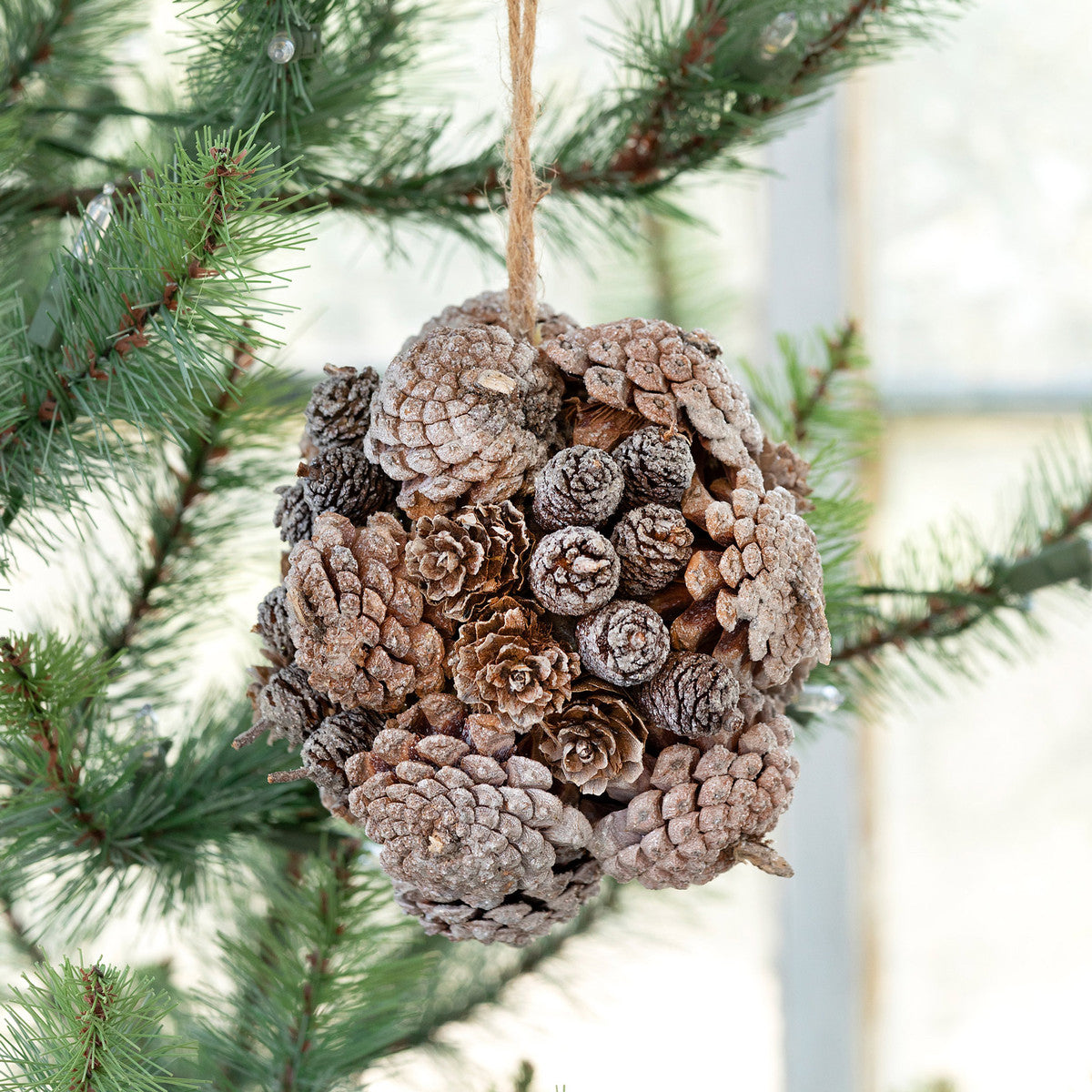 Frosted Mixed Pinecone Ball Ornament