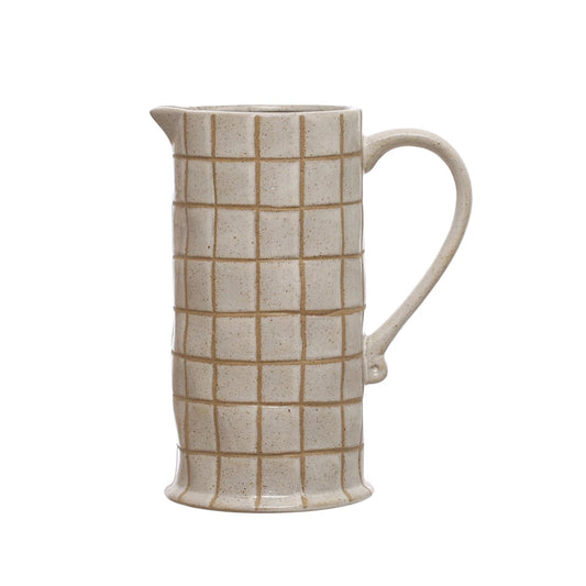 Grid Stoneware Pitcher