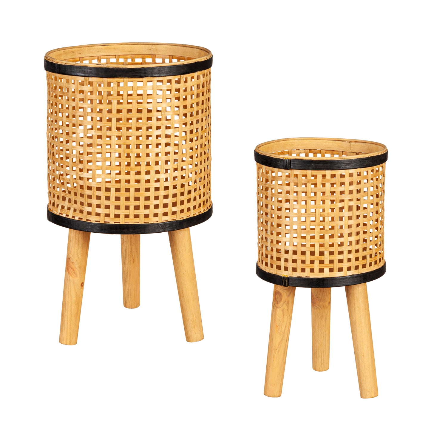 Woven Bamboo & Metal Planters