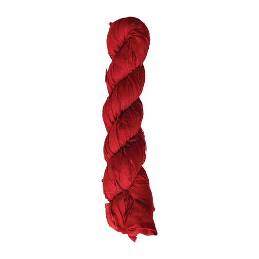 Red Recycled Torn Silk Ribbon